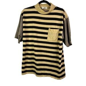 Vintage 90s Stripped Jed Wear T Shirt Size L 100% Cotton!